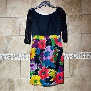 Anthropologie Mirror of Venus Dark Bloom Dress 2 Black Floral Lace